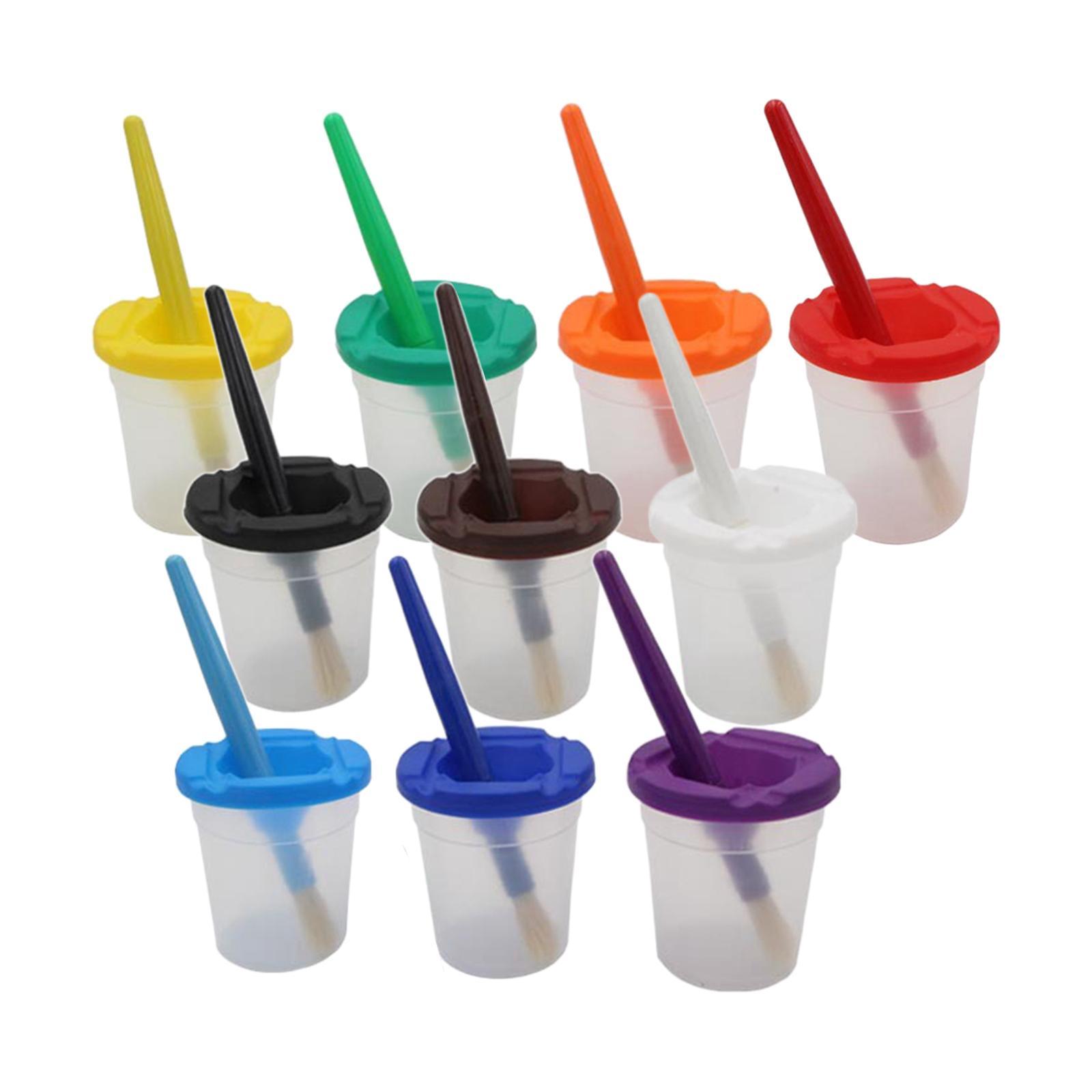 10 Pieces  Paint Cups and Assorted Colored Brush