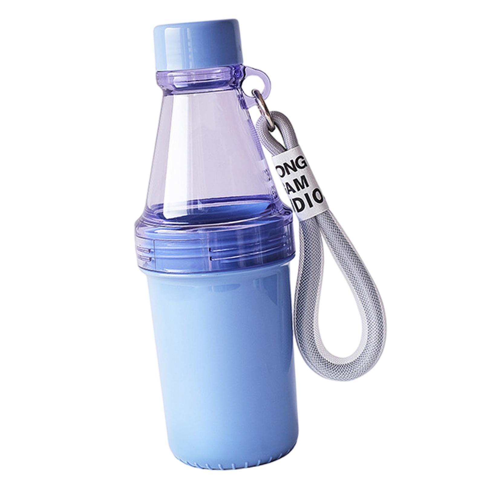 Cold Water Bottle, Sports Bottles, Double Section Cup Drinkware with Sticker with Rope Water Kettle for Girls Boys Cycling Camping Gym