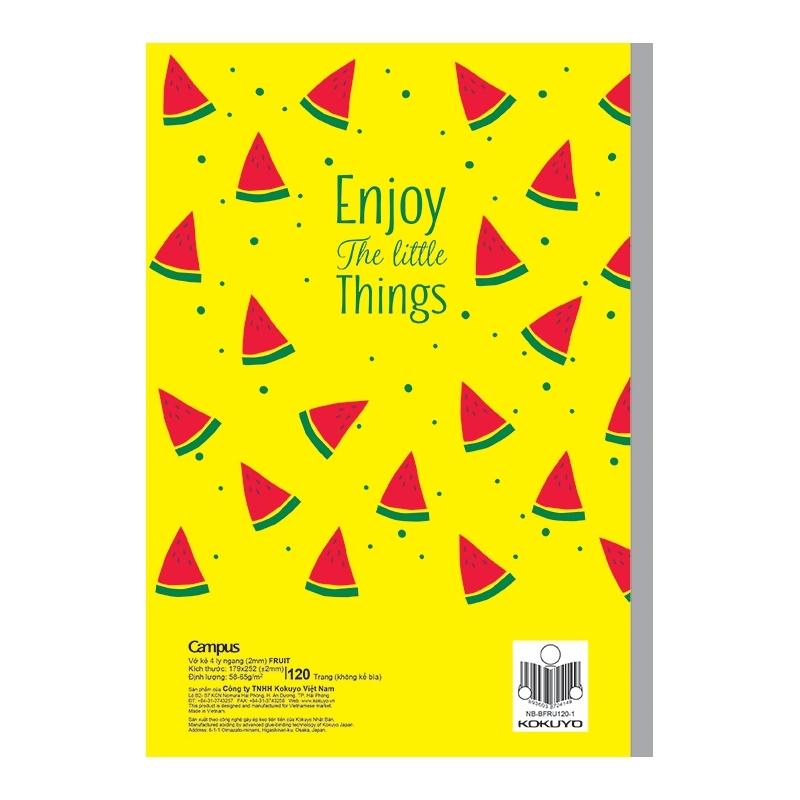 Vở Fruit 4 Ly Ngang 120 Trang ĐL 58-65g/m2 - Campus NB-BFRU120