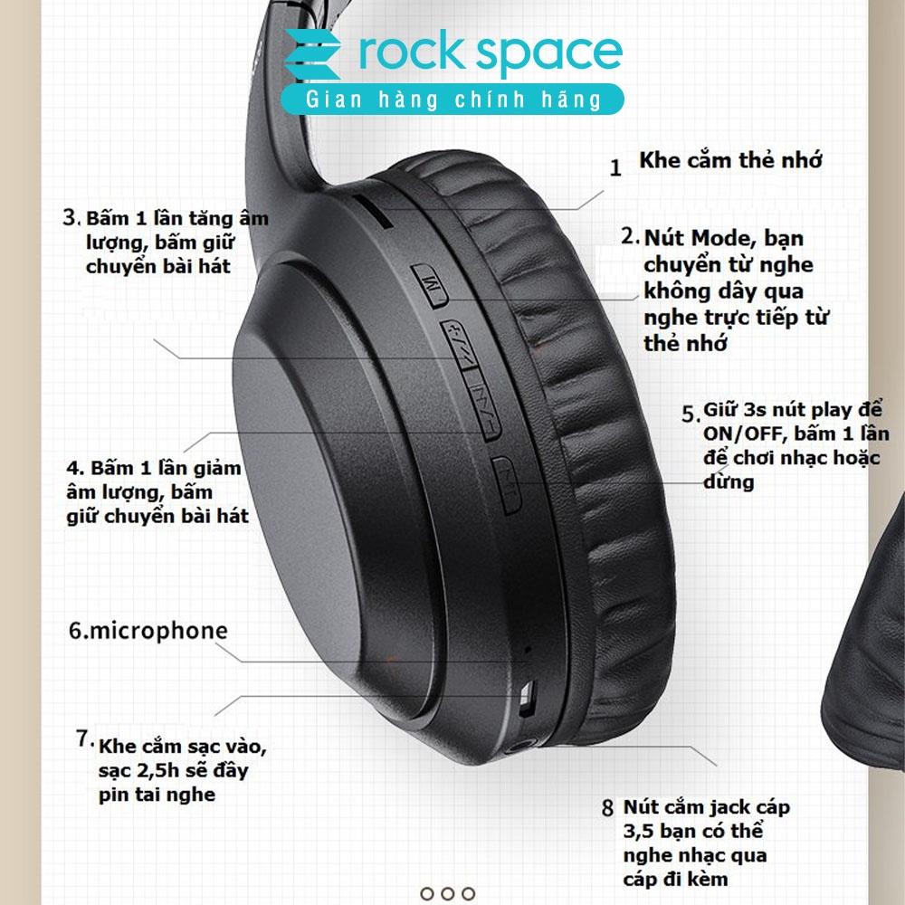 Headphone Tai Nghe Chụp Tai bluetooth Rockspace O2 kết nối không dây có mic nghe nhạc liên tục 15h - Hàng chính hãng