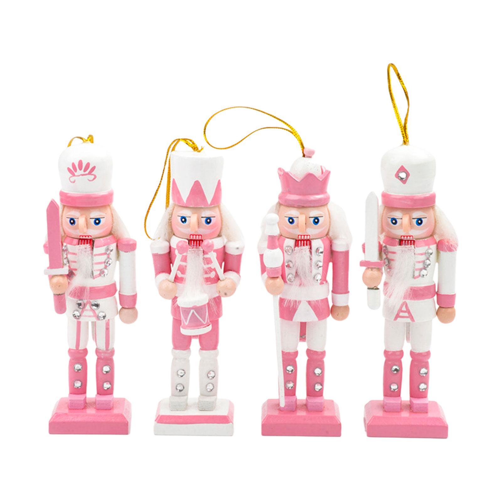 4 Pieces Nutcracker Soldier Figurine Doll Ornament for Festival Office Party