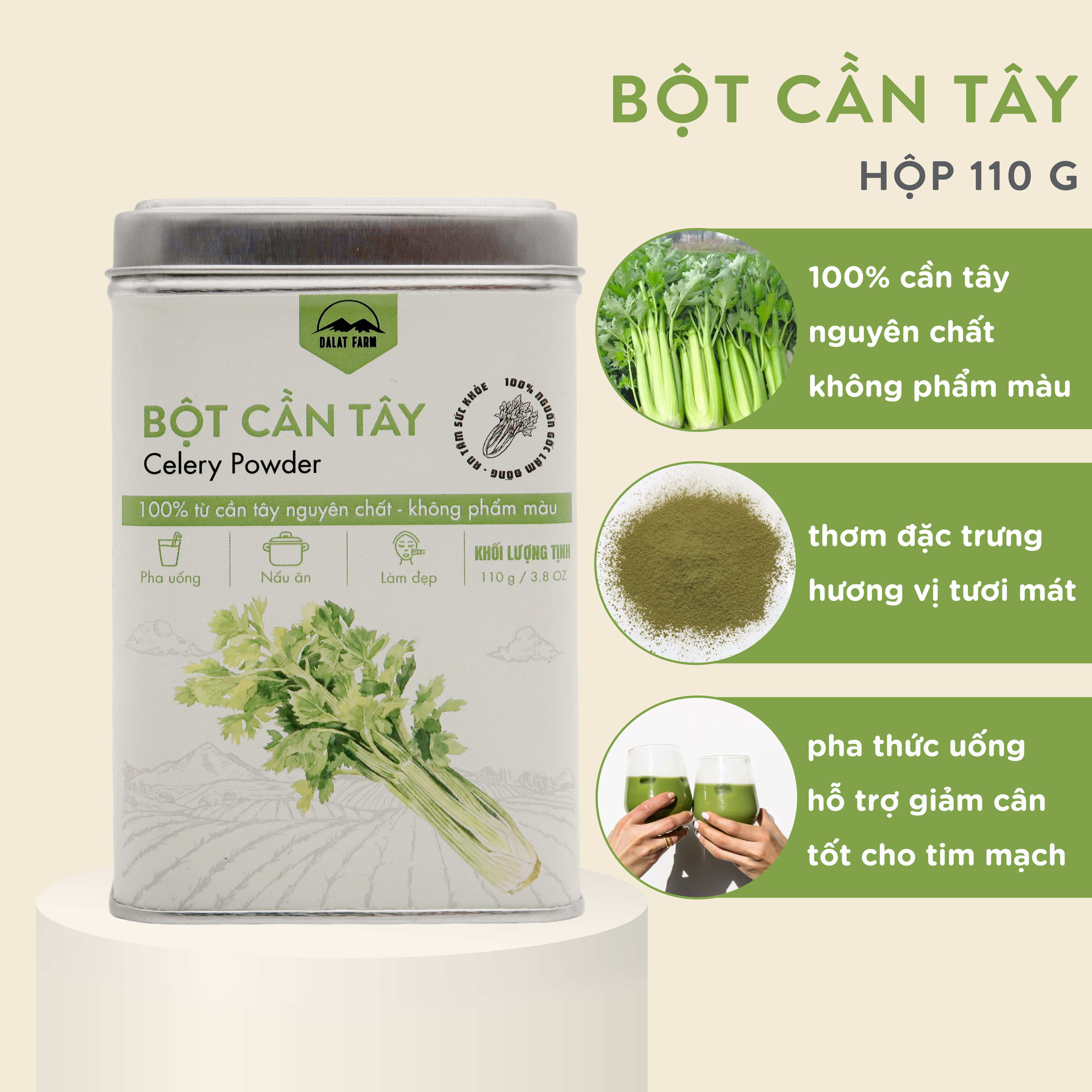 Bột Cần Tây DalatFarm - Hộp 110g