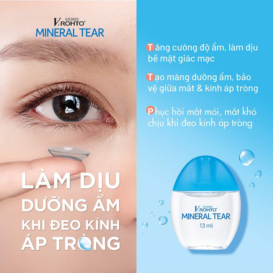 Combo 2 Dung dịch nhỏ mắt giữ ẩm &amp; bổ sung khoáng chất V.Rohto Mineral Tear 13ml