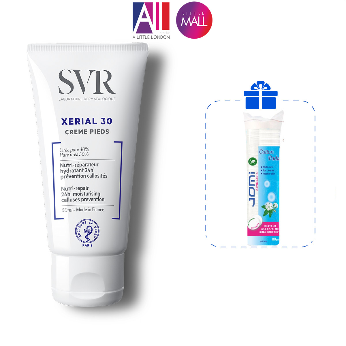 Kem dưỡng ẩm cho da chân khô và nứt nẻ SVR xerial 30/50 creme pieds 50ml TẶNG bông tẩy trang Jomi / mặt nạ Sexylook