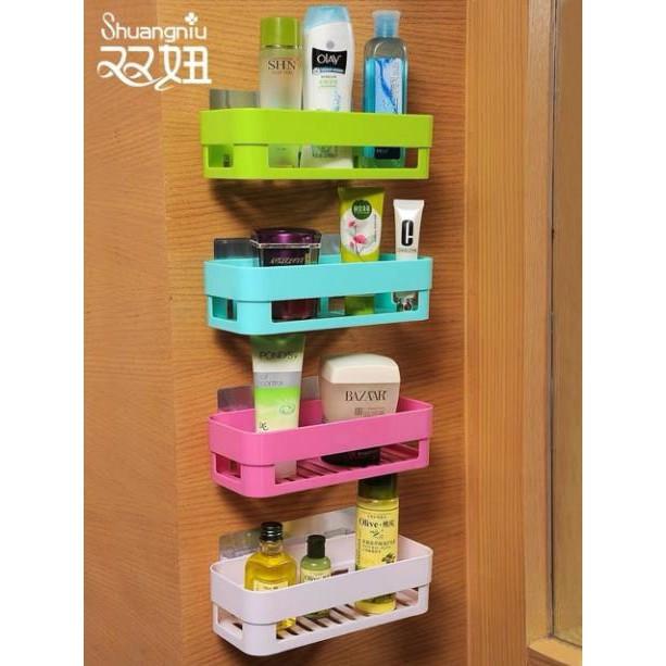 Kệ nhà tắm kệ bếp dính cường lực chữ nhật + góc