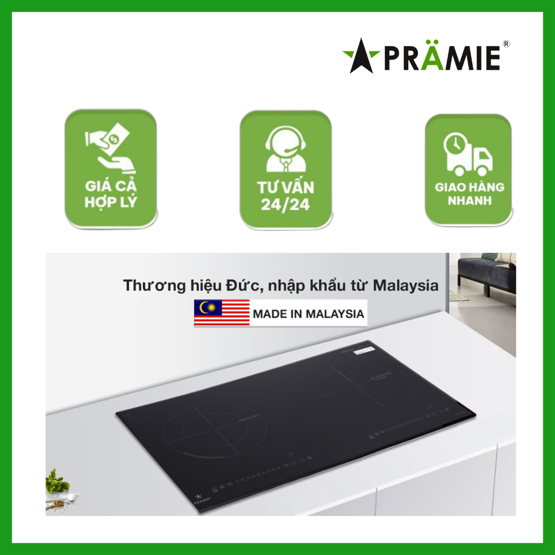 Bếp từ hồng ngoại đôi Pramie PRMY-2108_Môt từ một hồng ngoại_Hàng nhập khẩu Malaysia