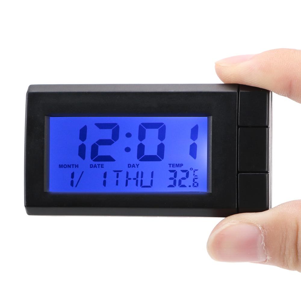 Đồng hồ điện tử tự dính màn hình LCD hiển thị nhiệt độ trang trí nội thất xe hơi