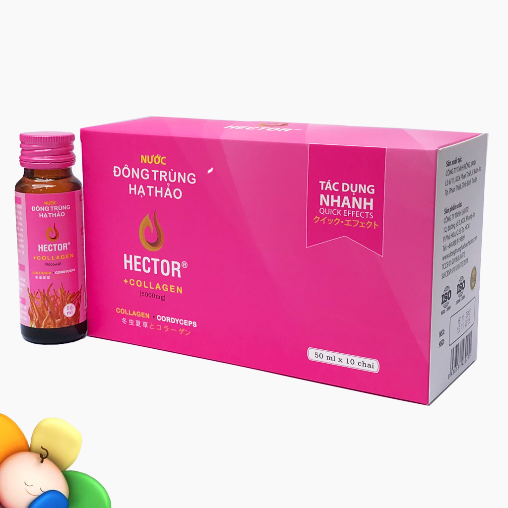 Combo 2 Hộp 20 Chai Đông Trùng Hạ Thảo Hector Collagen Trẻ Hóa Nhanh Dạng Nước, Nước Uống Trực Tiếp, Giúp Da Khỏe, Sáng Mịn Màng, Điều Hòa Nội Tiết Tố, Ngăn Ngừa Rụng Tóc, Tăng Cường Sinh Lý, Nam, Nữ Đều Dùng Được