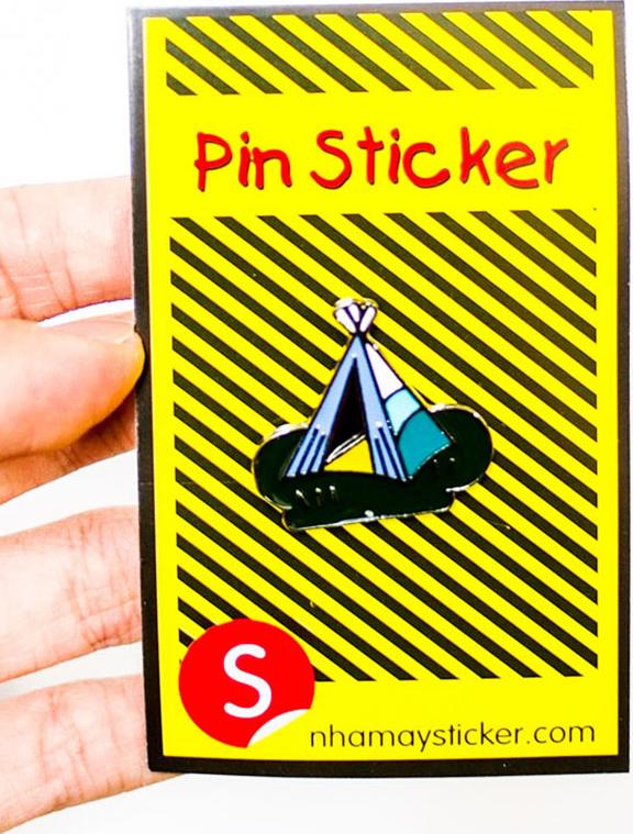 Lều xanh - Pin sticker ghim cài áo