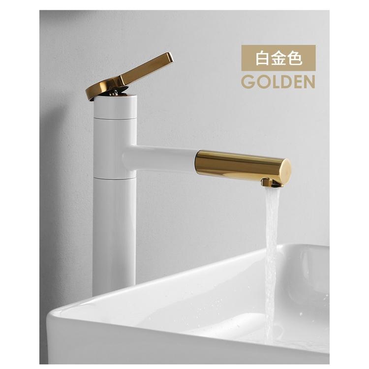 VÒI LAVABO NÓNG LẠNH TRẮNG MỎ VÀNG CAO 30CM