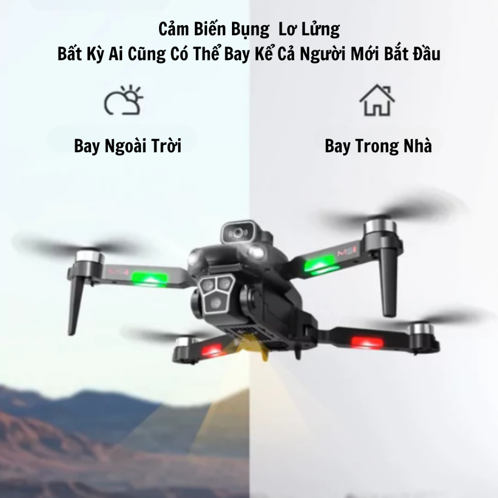 Flycam Mini Giá Rẻ Drone Camera 4K M1S có cảm biến tránh va chạm, truyền hình ảnh trực tiếp về điện thoại - Hàng Chính hãng Asport