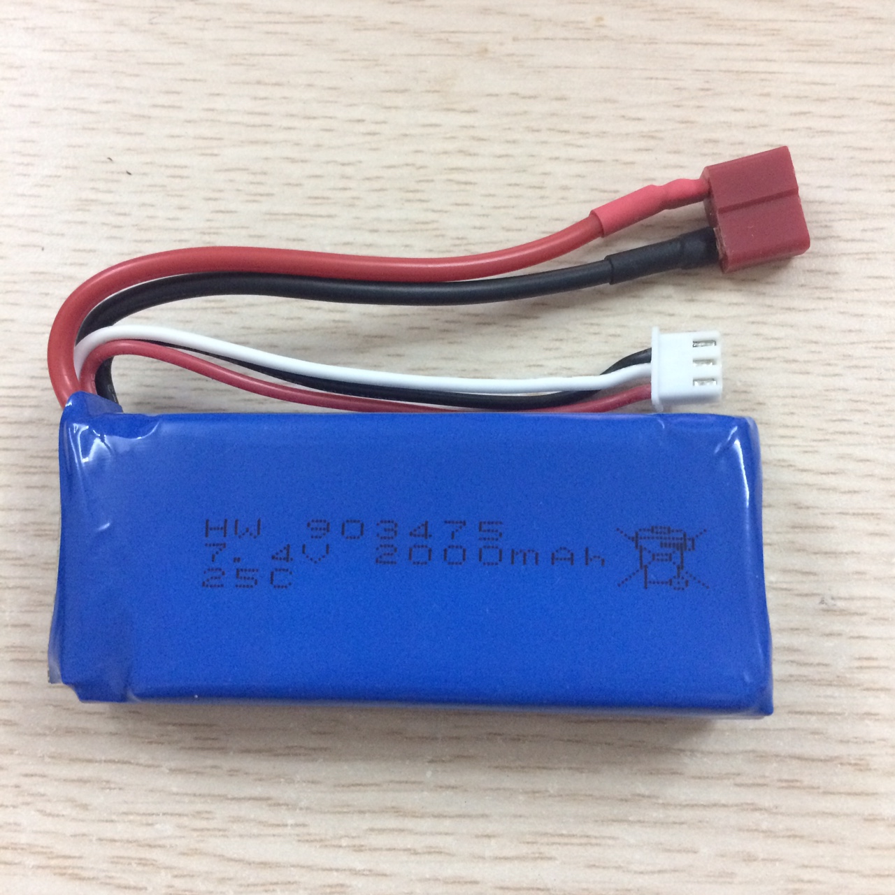 Pin Lipo 7.4V 2000mah 25C jack T dùng cho xe điều khiển, tàu thuyền, cano