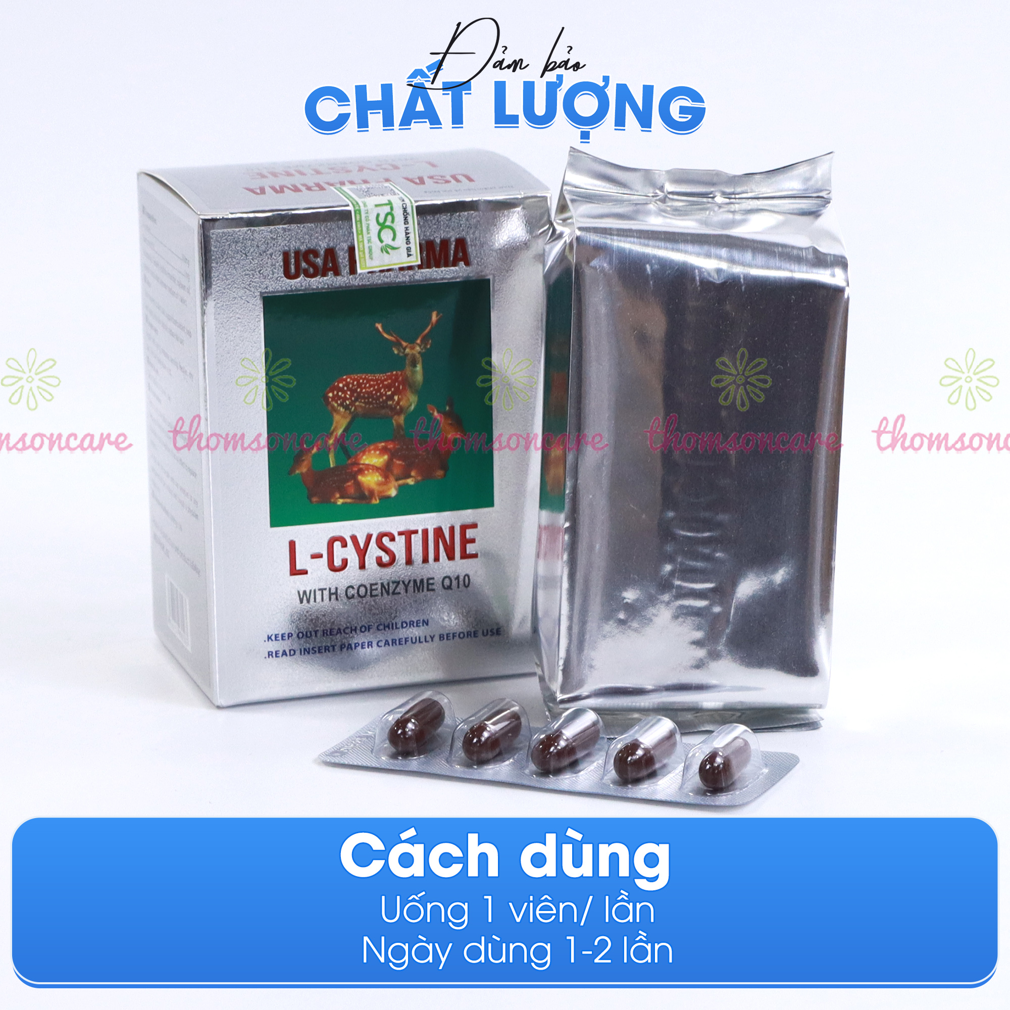 Combo trắng da Lcystine, DHC Vitamin C giúp đẹp da, giảm rụng tóc - Bổ sung vitamin c, Coenzym Q10, l crystine L cistin
