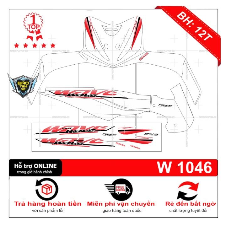 Tem rời dán xe wave S 110 trắng đỏ - Bi Decal