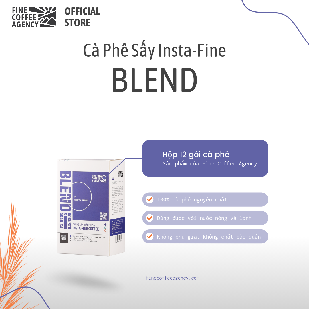 Hộp 12 Gói Cà phê Hòa Tan Pha Lạnh Insta-Fine Blend Robusta &amp; Arabica