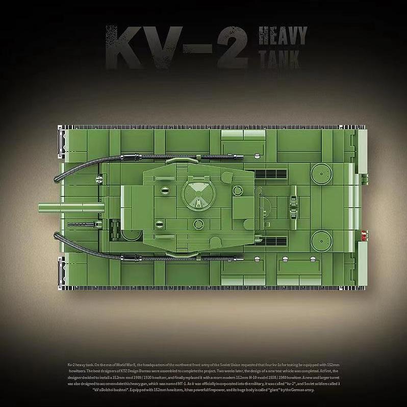 Đồ chơi Lắp ráp Xe Tăng hạng nặng KV-2, Quanguan 100239 Heavy Tank, Xếp hình thông minh, Mô hình Xe tăng