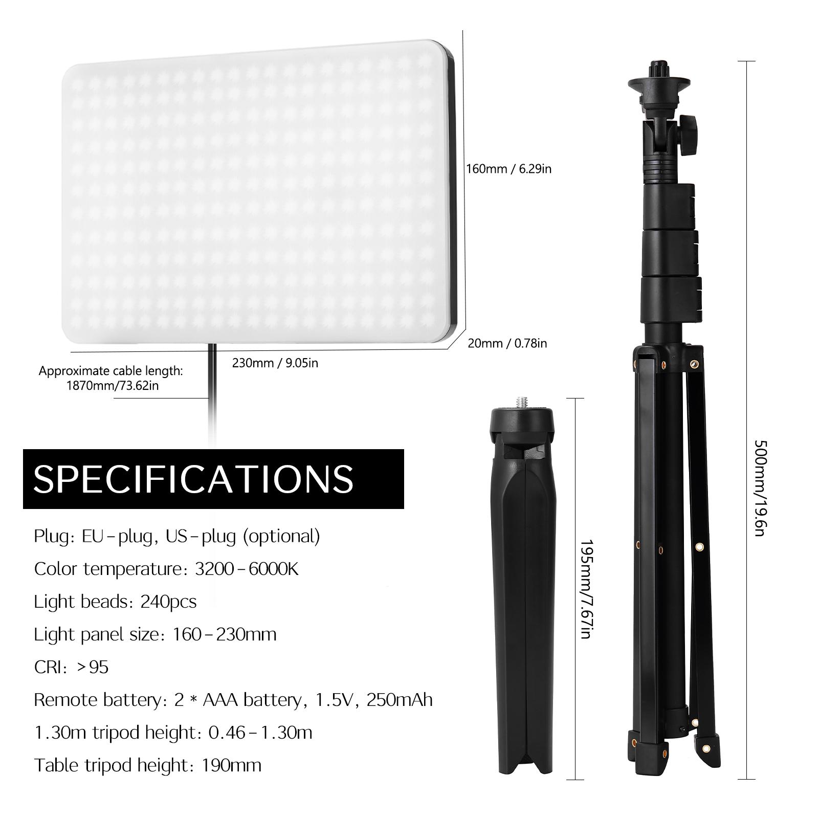 Bảng điều khiển ánh sáng từ xa 10in Có thể thay đổi độ sáng dải rộng, lấp đầy ánh sáng với chân máy chụp ảnh