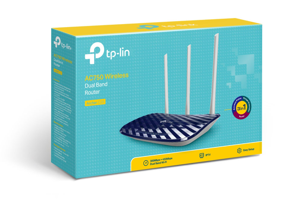 Phát Wifi TP-Lin Archer C20 (3 anten, 733Mbps, 2 băng tần, Repeater, 4LAN)