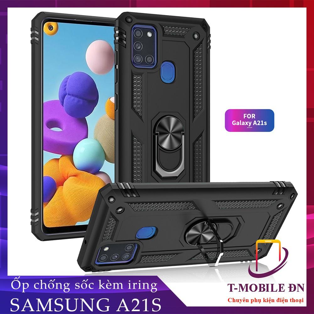 Ốp lưng cho Samsung A21S A31 A11 A51 A01 A71 chống sốc 2 lớp kèm nhẫn xoay làm giá đỡ