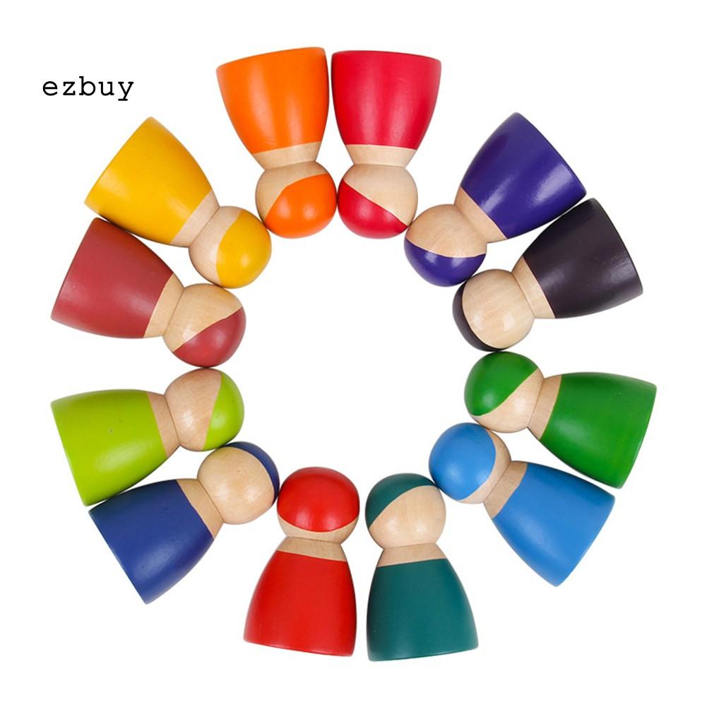 Bộ 12 Búp Bê Cầu Vồng Bằng Gỗ