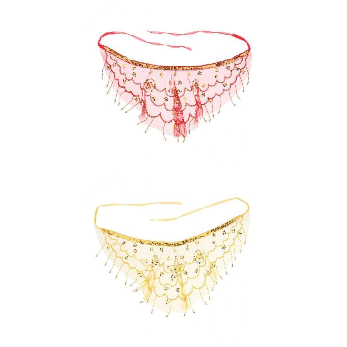 2x Lady Belly Dance Beaded Sequins Face Halloween Costume Accessory