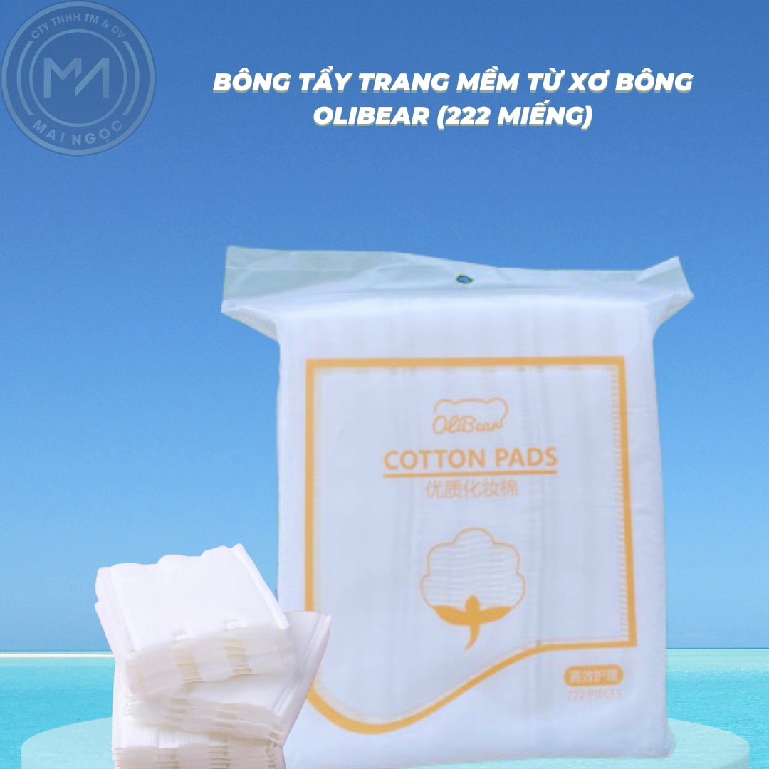 Bông tẩy trang mềm từ xơ bông Olibear (222 miếng)