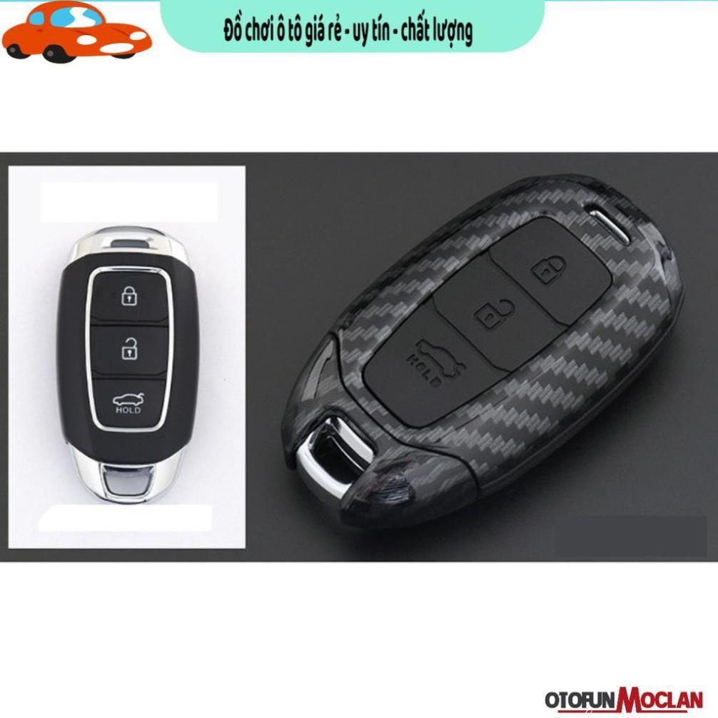 Bao da chìa khóa cacbon dành cho Hyundai Kona - accent - santafe dùng chung