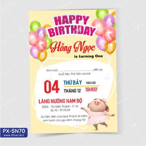 Thiệp thôi nôi – sinh nhật theo yêu cầu Pluxi
