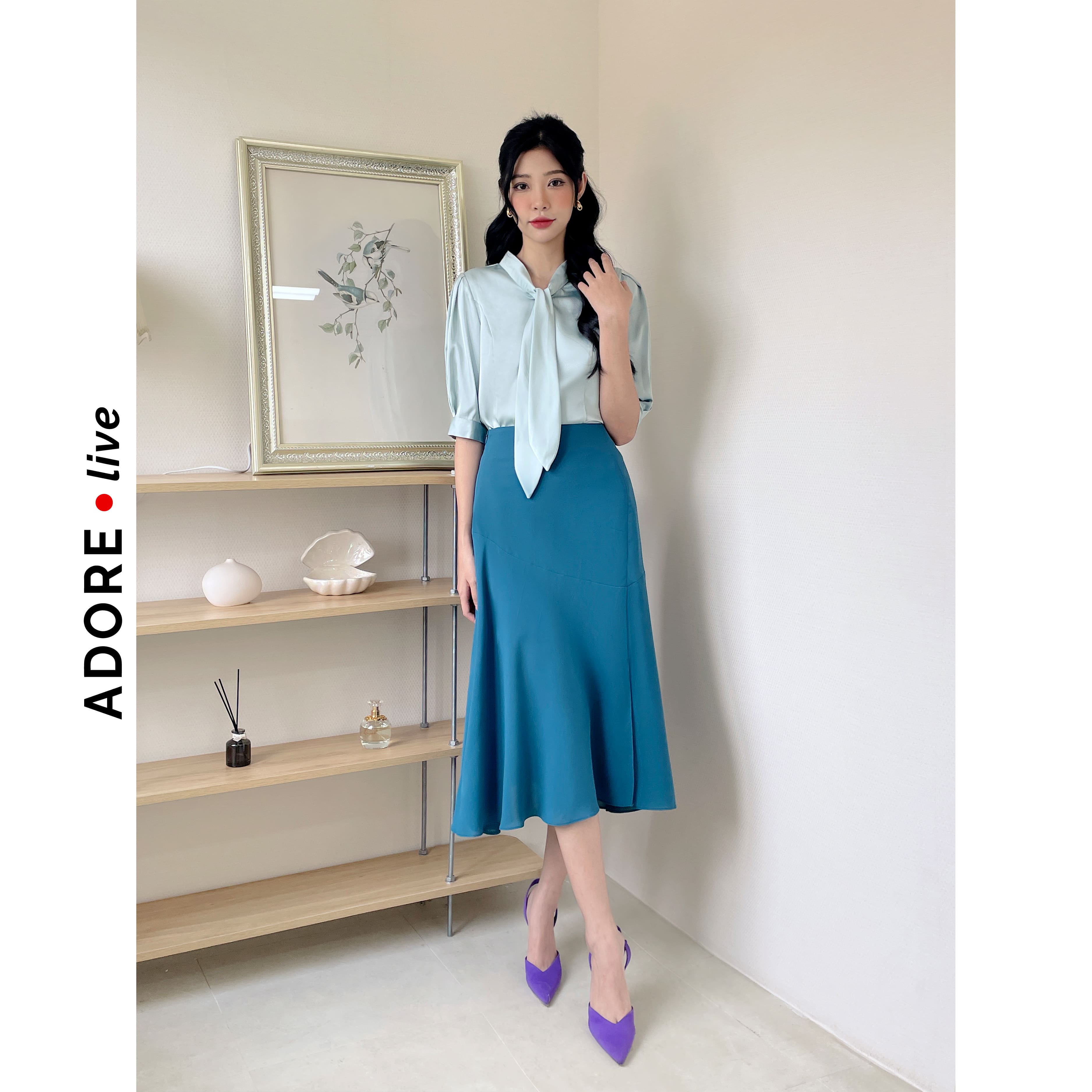Chân váy Midi skirts casual style giả đũi trơn  xẻ lệch  323SK2032  ADORE DRESS