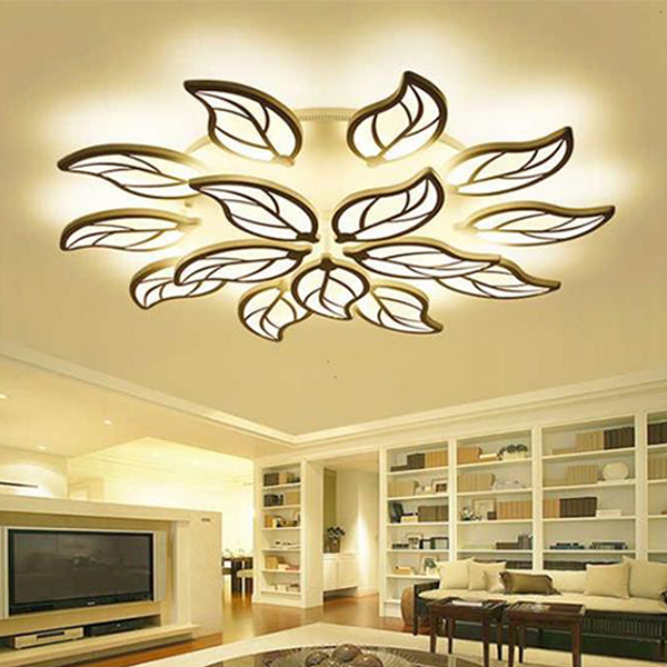 Đèn ốp trần LED mâm lá cây độc đáo ba màu ánh sáng có điều khiển từ xa Tree