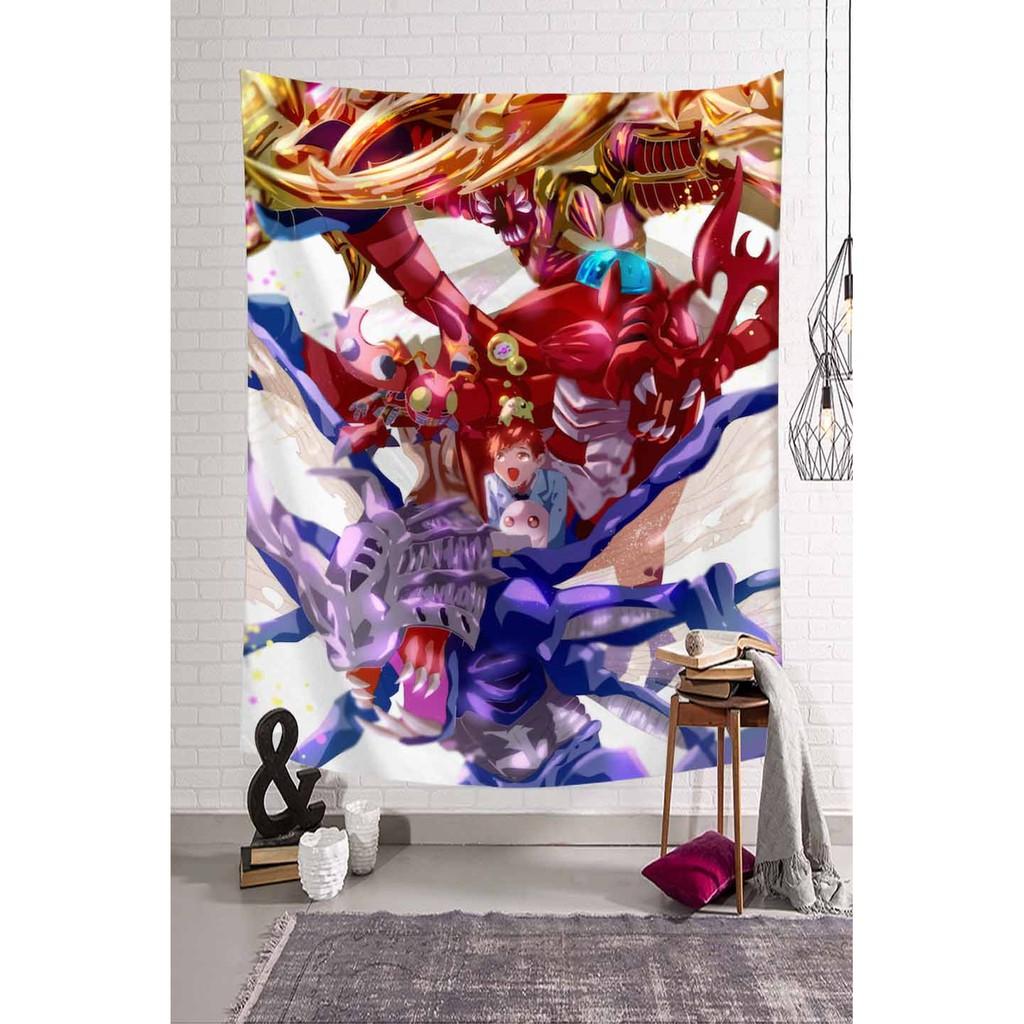 Thảm Treo Tường Trang Trí Phòng Khách / Phòng Ngủ Họa Tiết Anime Digimon Độc Đáo