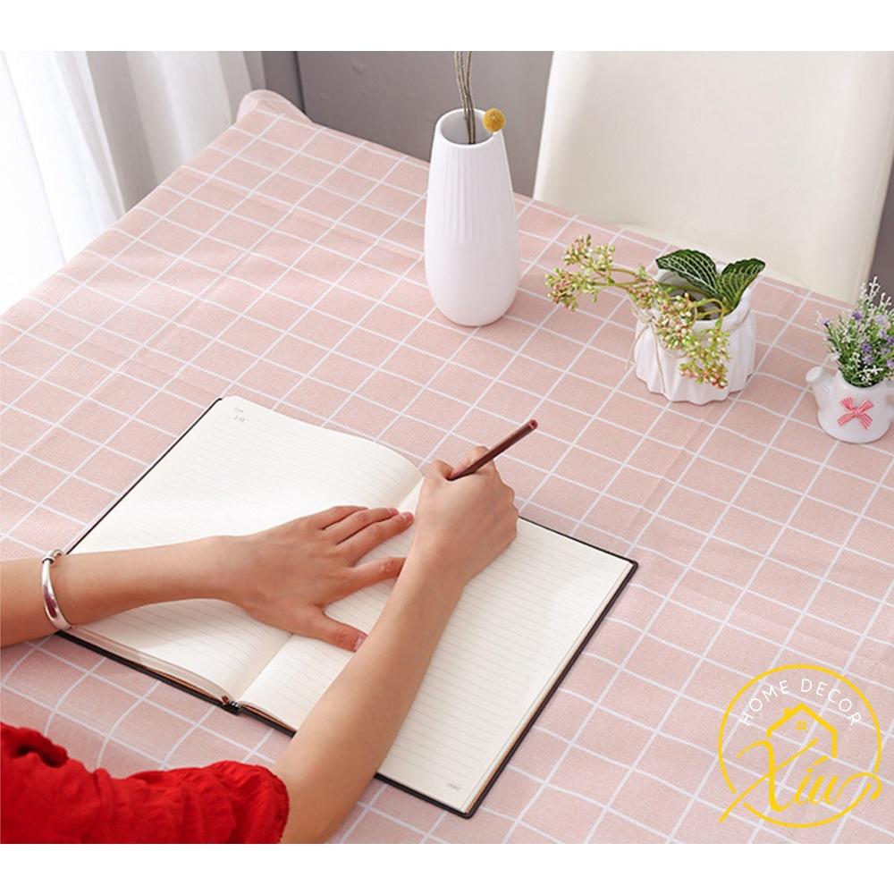 Khăn trải bàn vintage kẻ Caro Hàn Quốc, khăn trải bàn ăn hoặc làm thảm picnic chống thấm nước
