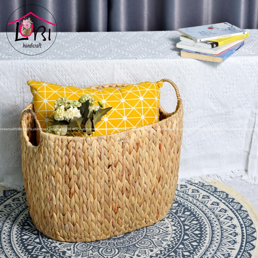 Lubihandicraft - Sọt đựng đồ đan lục bình hình oval bộ 4 - xinh xắn, mộc mạc
