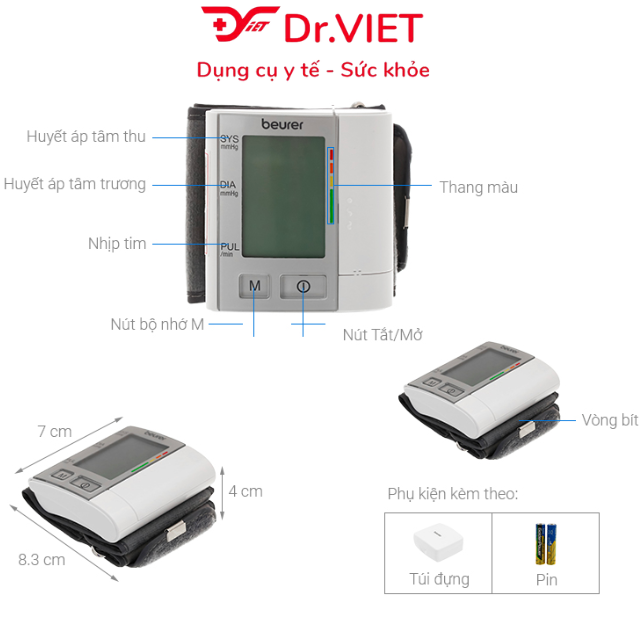 Máy đo huyết áp cổ tay điện tử Beurer BC40 Chính hãng - Nhập khẩu Đức, độ chính xác cao