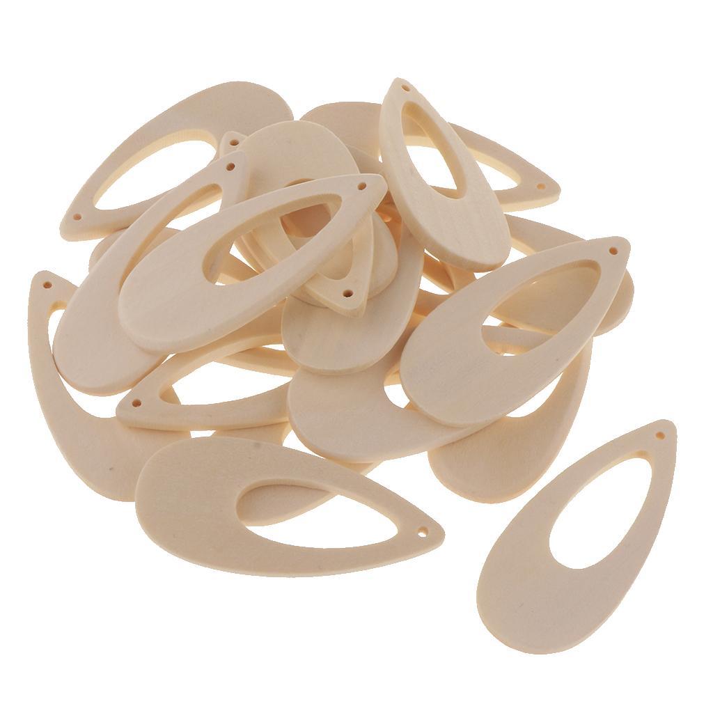 70x Natural Wood Drop Charms Rectangle Wood Tags Unfinished for Earrings DIY