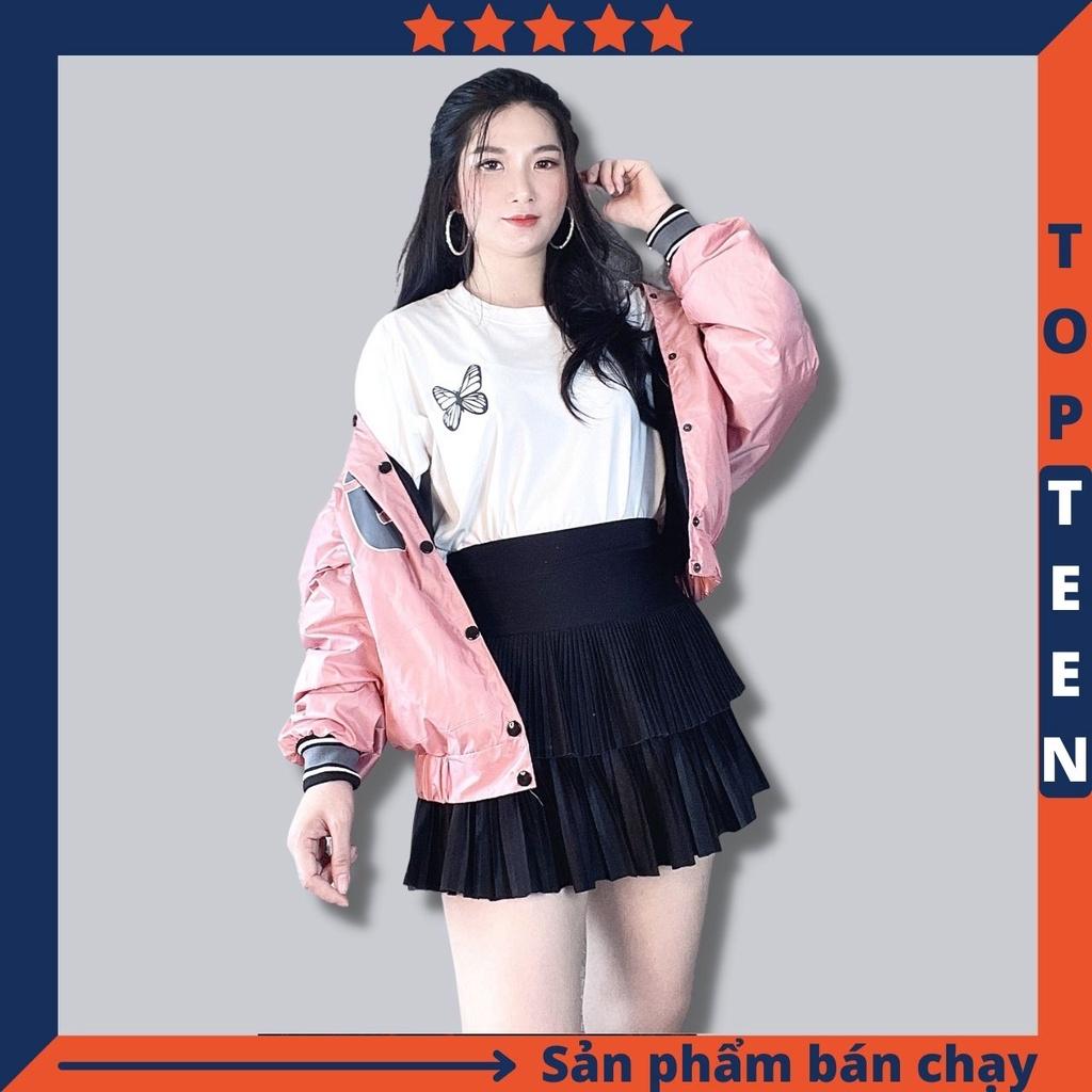 Áo khoác dù nam nữ form rộng tay phồng quảng châu bomber jackets gió 2 lớp in DÙ NGOẠI FO.92 - TOPTEEN 2263