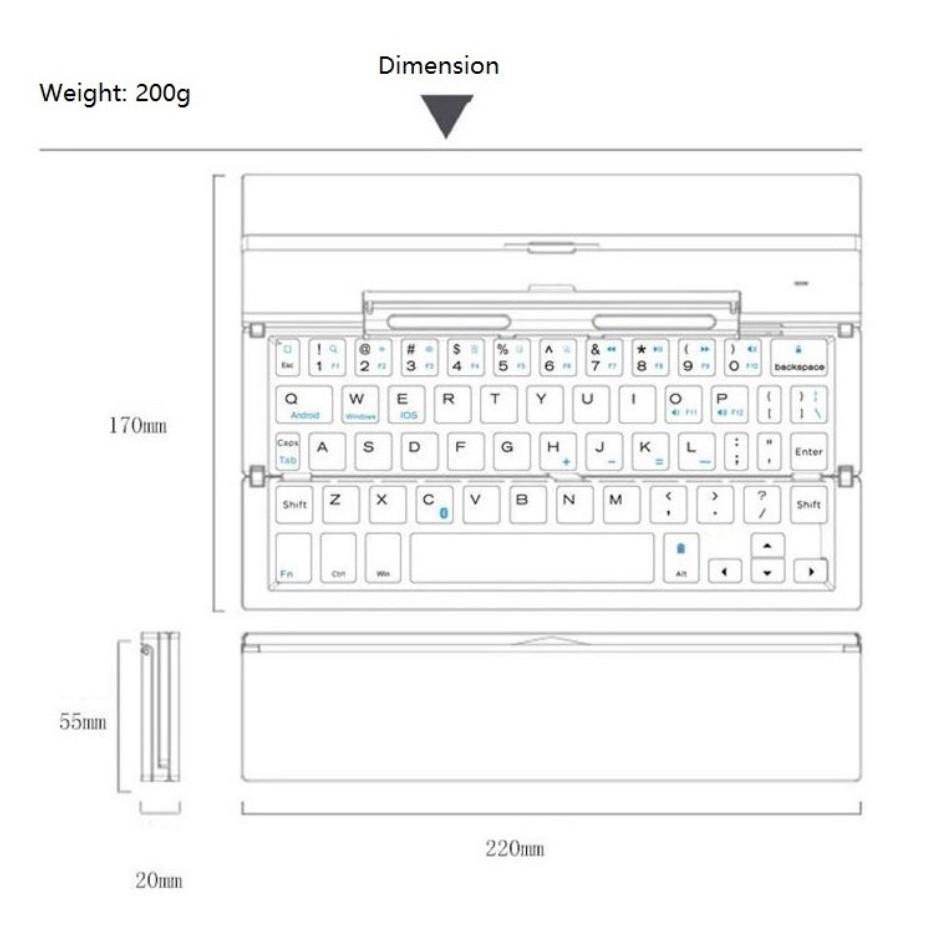 Bàn phím gấp gọn không dây Bluetooth 3.0 New Tri-fold aluminum