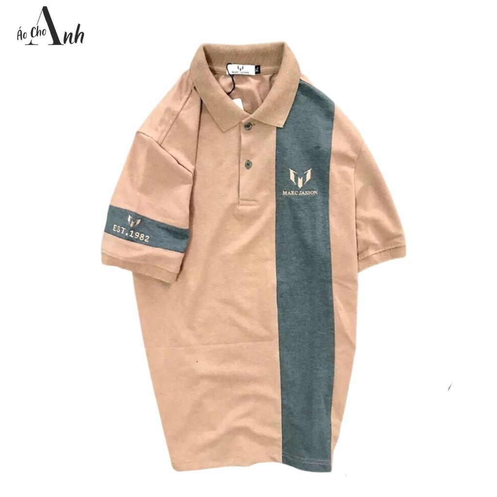 Áo thun nam tay ngắn cổ bẻ cao cấp phối màu trước áo cá tính lịch lãm 4 màu phong cách tươi mới - A049