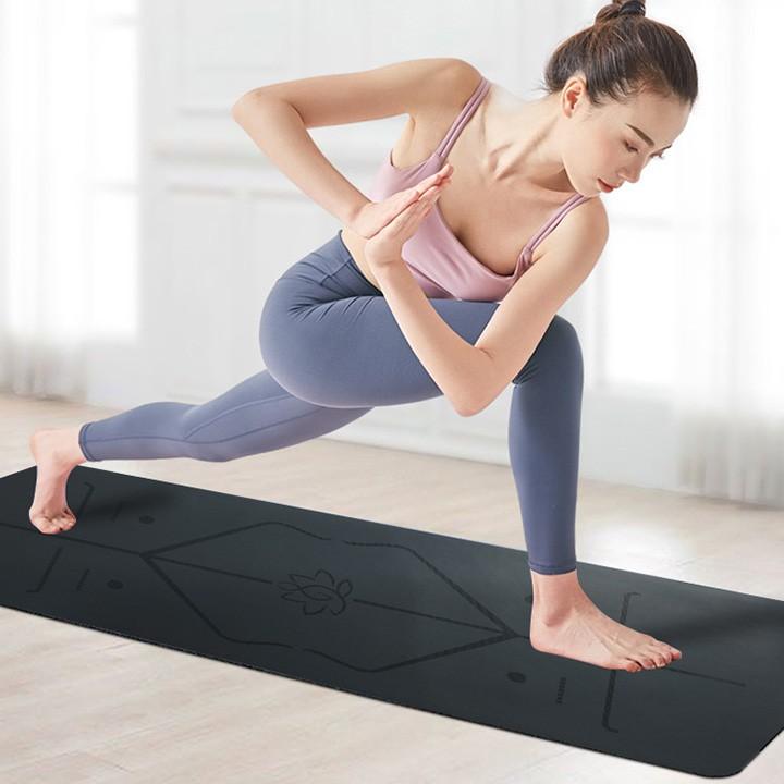 Thảm Tập Yoga Định Tuyến TPE dầy 8mm 1 lớp Cao Cấp Loại 1 (Tặng kèm dây buộc thảm).Túi chống nước