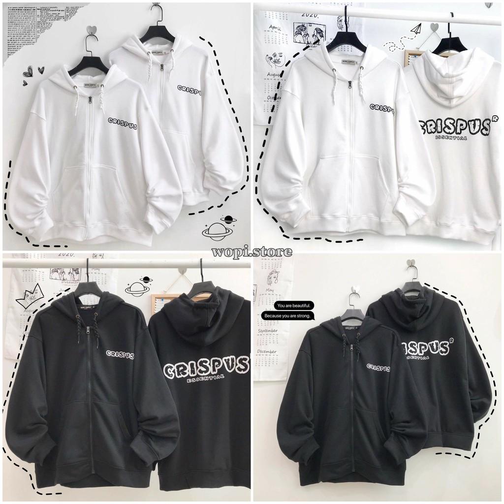 Áo Khoác Nỉ Bông CRISPUS Dây Kéo Form Rộng Unisex