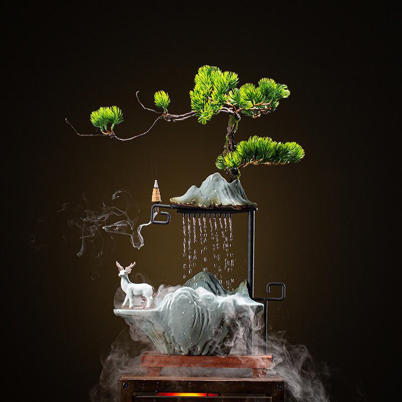 Thác Nước Phong Thủy Tùng Hươu Xông Trầm Phun Sương Tiểu Cảnh Trang Trí Nhà Hút Tài Lộc Quà Tặng Tân Gia Cao Cấp