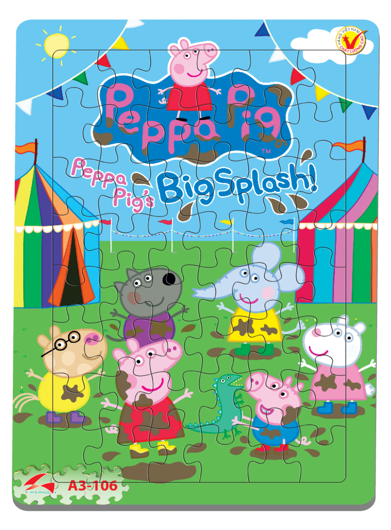 Xếp hình Tia Sáng  Peppa Pig - Big Splash (48 Mảnh Ghép) - Tặng kèm câu đố mặt sau cho bé