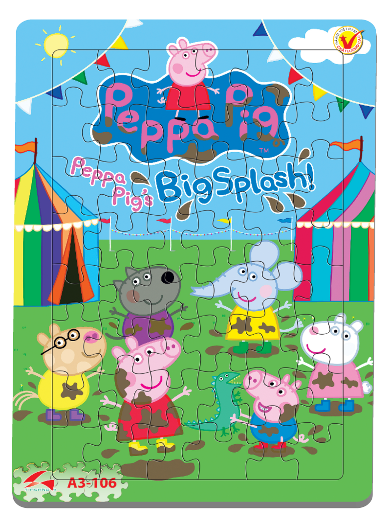 Xếp hình Tia Sáng Peppa Pig - Big Splash (48 Mảnh Ghép) - Tặng kèm câu đố mặt sau cho bé