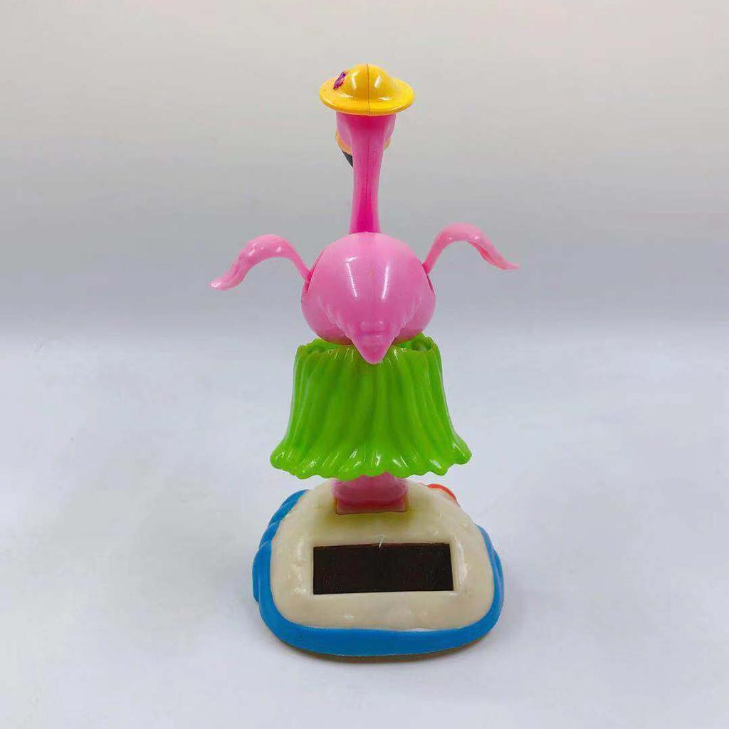 2pcs Solar Dancing Animal Ornaments Car Dashboard Decor Kids Toys Flamingo