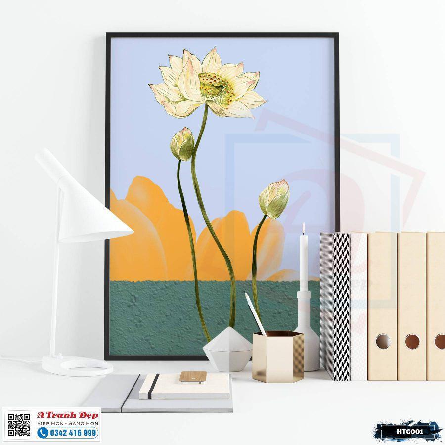 Tranh Canvas hoa sen họa tiết đơn giản - HTG001