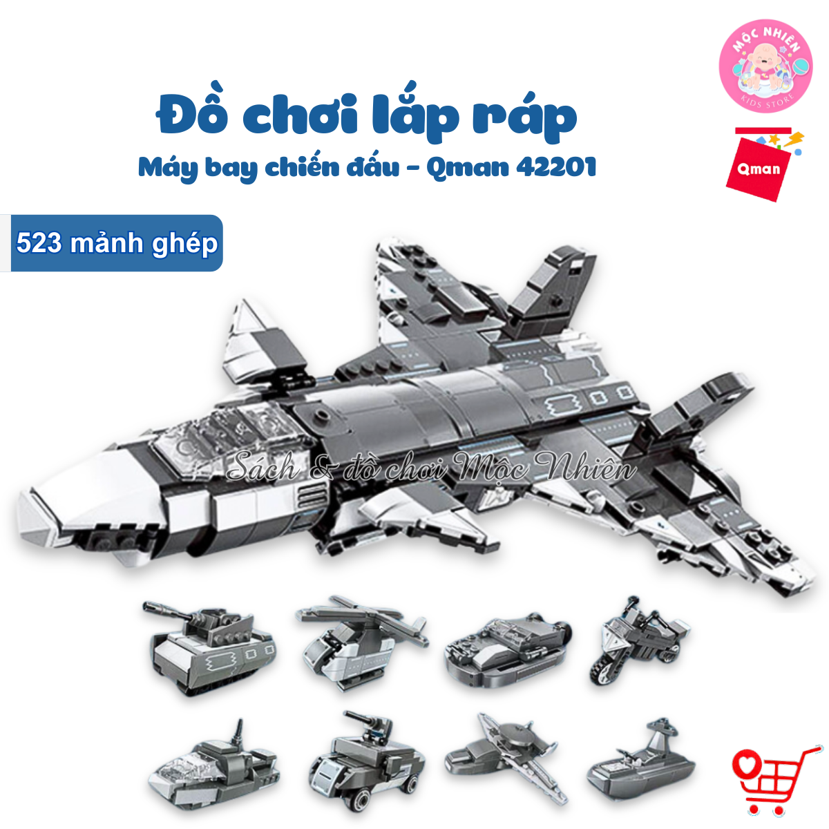 Đồ Chơi Xếp Hình Lắp Ráp Qman 42201 - Máy Bay Chiến Đấu (523 mảnh ghép) - Dành Cho Bé Trai Từ 6 Tuổi