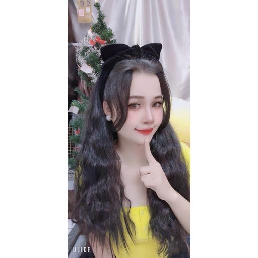 Cài nơ đen dính sẵn tóc nữa đầu cao cấp