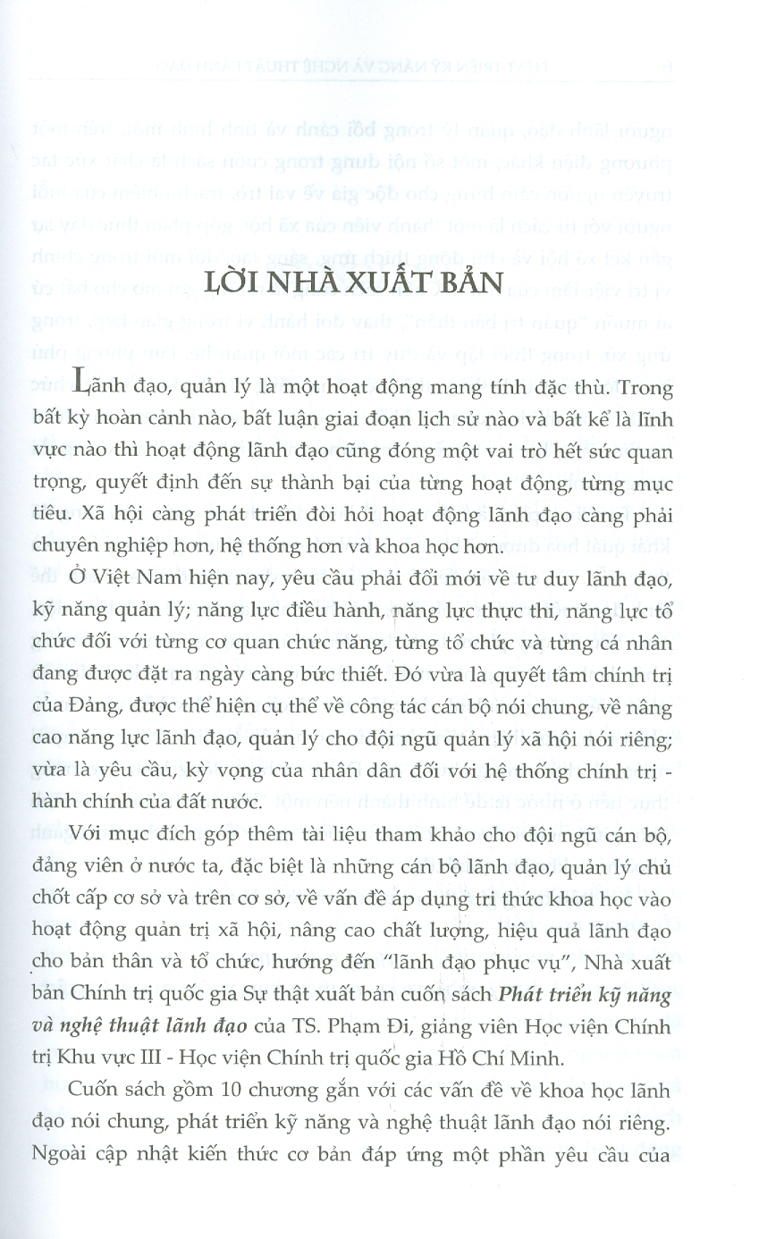 Phát Triển Kỹ Năng Và Nghệ Thuật Lãnh Đạo