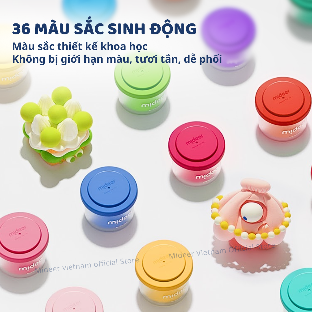 Đất nặn tự khô 24- 36 màu Mideer đất sét tạo hình mô hình AIRY FUN CLAY