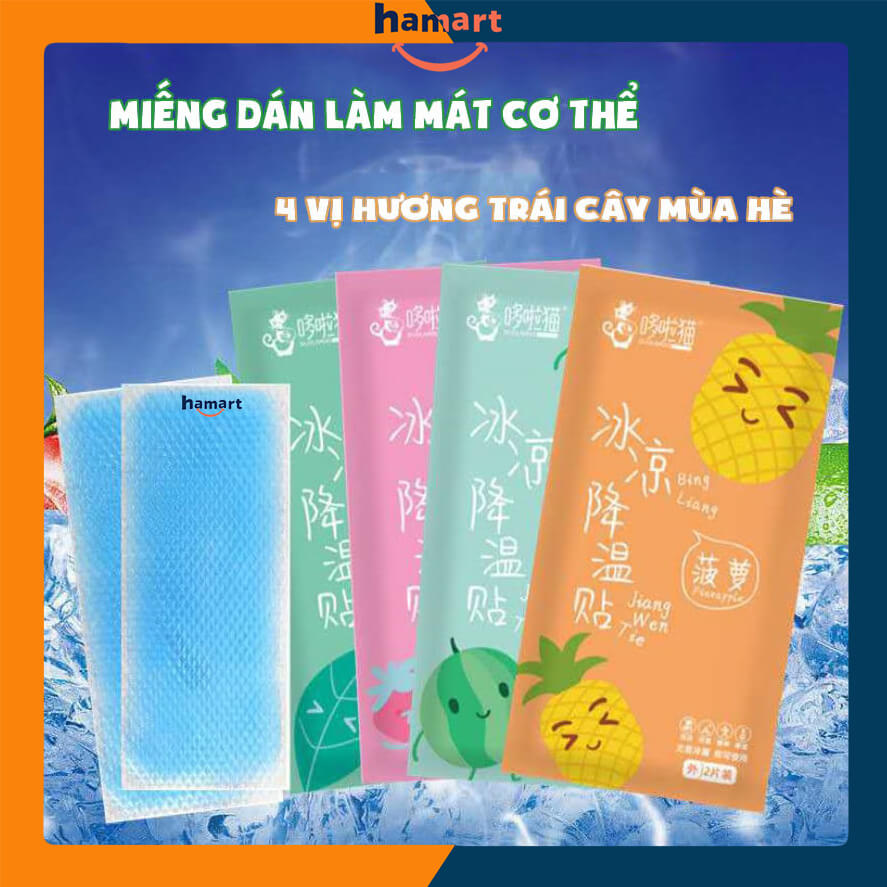 COMBO 4 Gói 8 Miếng Dán Làm Mát Cơ Thể Hạ Sốt Duolamao 4 Vị Hương Thơm Trái Cây Giải Nhiệt Mùa Hè